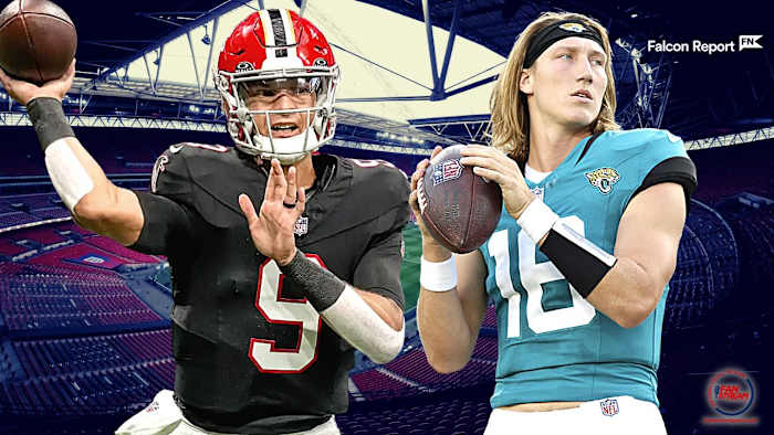 Atlanta Falcons quarterback Desmond Ridder and Jacksonville Jaguars quarterback Trevor Lawrence.